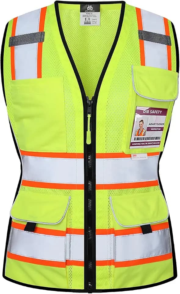 Dib Safety Reflective Safety Vest for Women with 3M Tape Yellow Mesh 2XL
