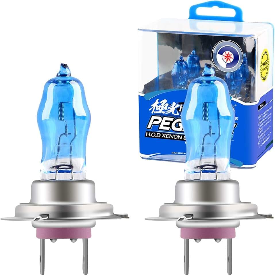 H7 100 W Halogen-Xenon-Leuchtmittel, Auto-Scheinwerfer-Glühbirne, Fern-/Abblendlicht, Hochleistung, Superweiß, 6000 K, Nebelscheinwerfer, Tagfahrlicht (2 Stück)