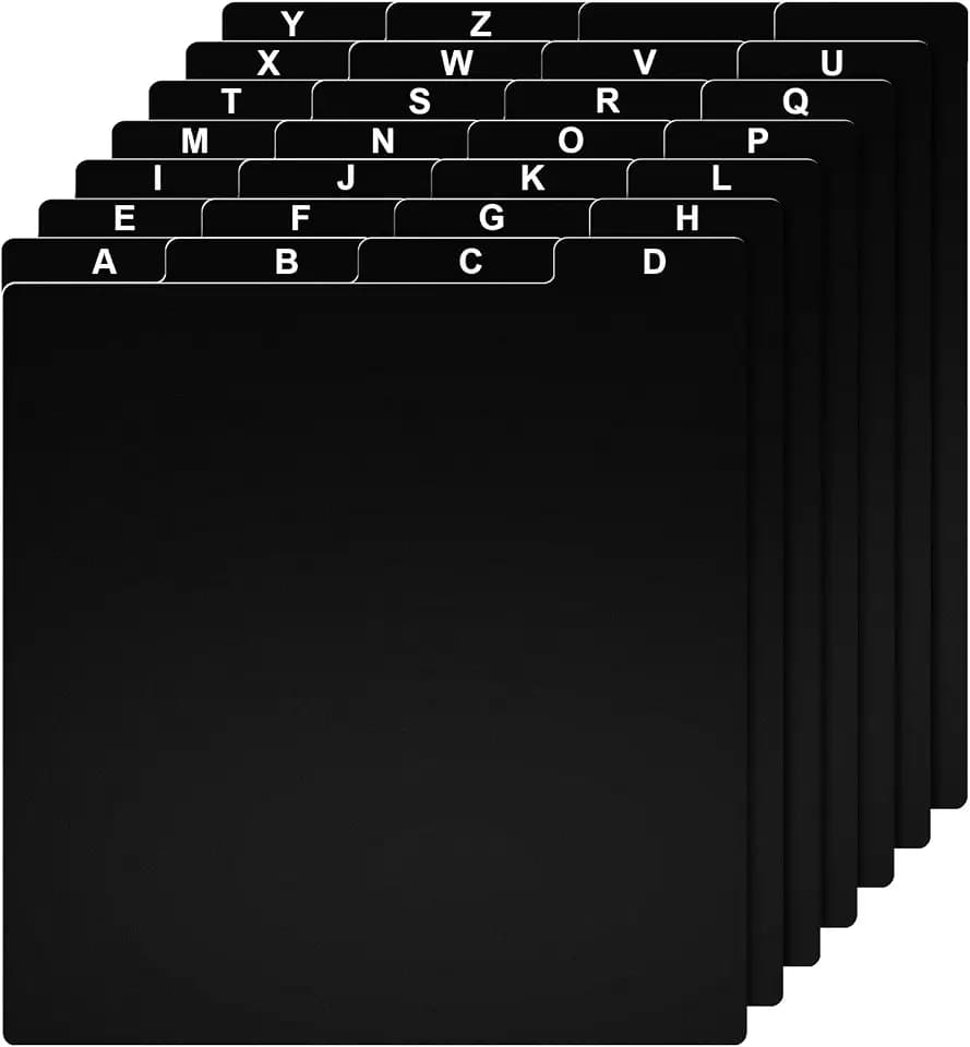 Marspark 26 Pcs Vinyl Album Divider, A-Z Record Divider, Black, Vertical
