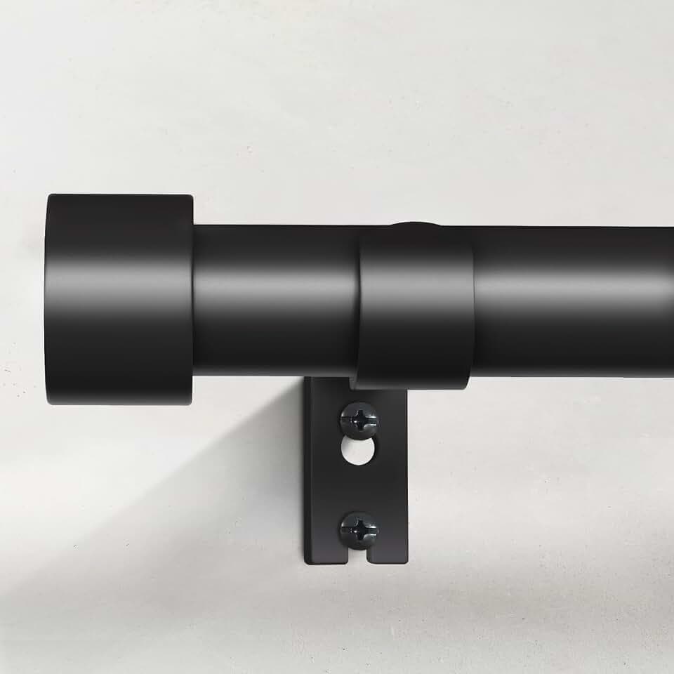 IFELS Heavy Duty Curtain Rods for Windows 32 to 60 Inch, 1 Inch Black Curtain Rod Adjustable with Metal Modern Finials, Decorative Long Window Treatment Rods, Easy Installation