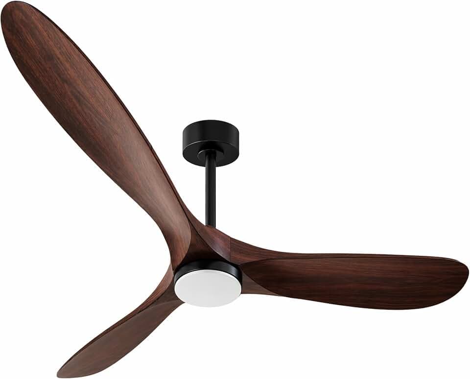 70" Ceiling Fan with Light, Walnut Wood-Look ABS Plastic Blades