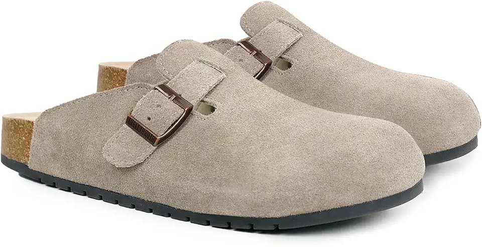 EVELLYHOOTD Suede Clogs for Women Men Cork Footbed Mules Potato Shoes