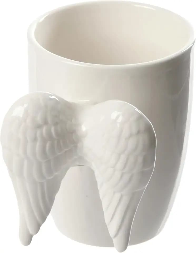 Puckator White Angel Wings Ceramic Shaped Handle Mug - University Essentials - Cute Gifts for Girlfriend - Large Mugs for Men Women Hot Drinks - Cute Cups Presents - Secret Santa Gifts - Cup Set