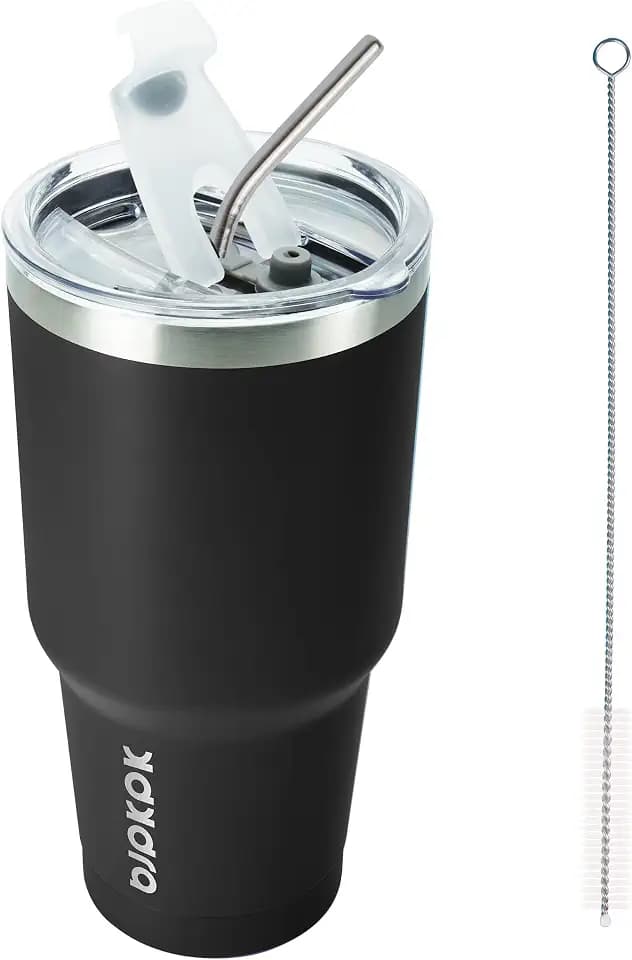 BJPKPK 30 oz Tumbler with Lid and Straw, Insulated Stainless Steel Cup