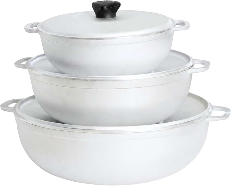 IMUSA 3 Piece 3.5, 7 & 11 Qt Aluminum Caldero Set Oven Safe