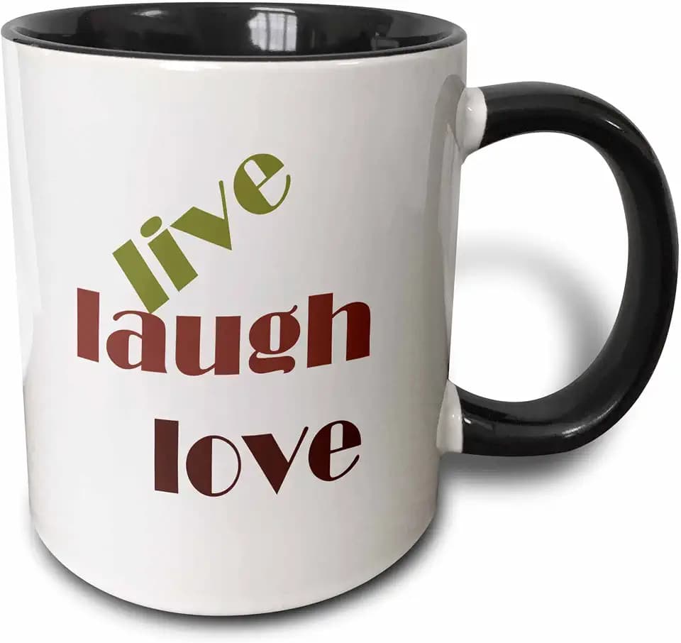 3dRose Live Laugh Love 11oz Two-Tone Black Mug