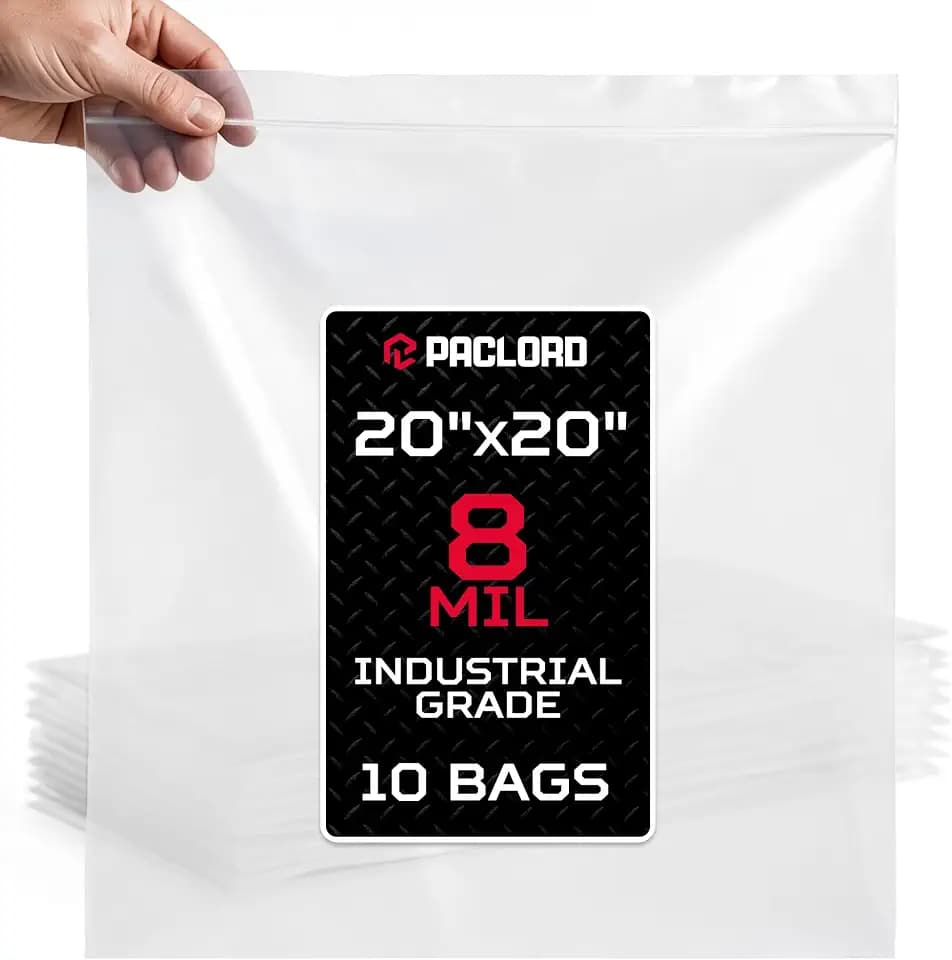 20" x 20" Heavy-Duty Extra Large Zip Plastic Bags, 10 Count