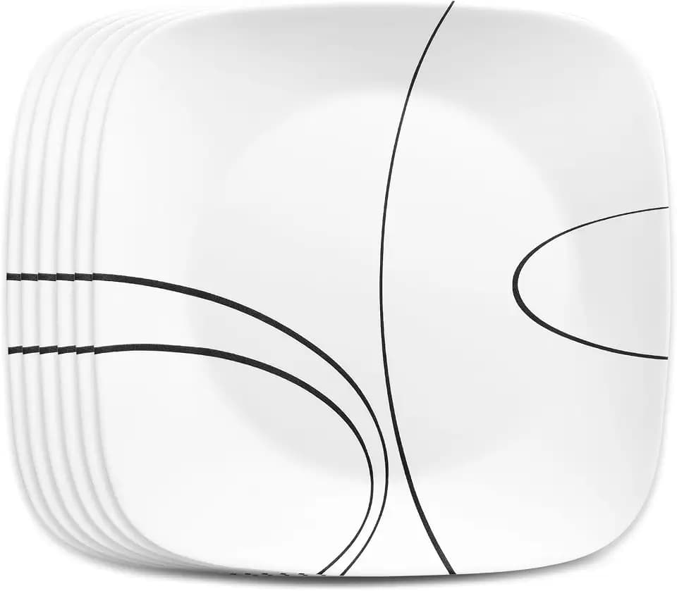Corelle Simple Lines 6-Piece 10.25-Inch Square Dinner Plate Set