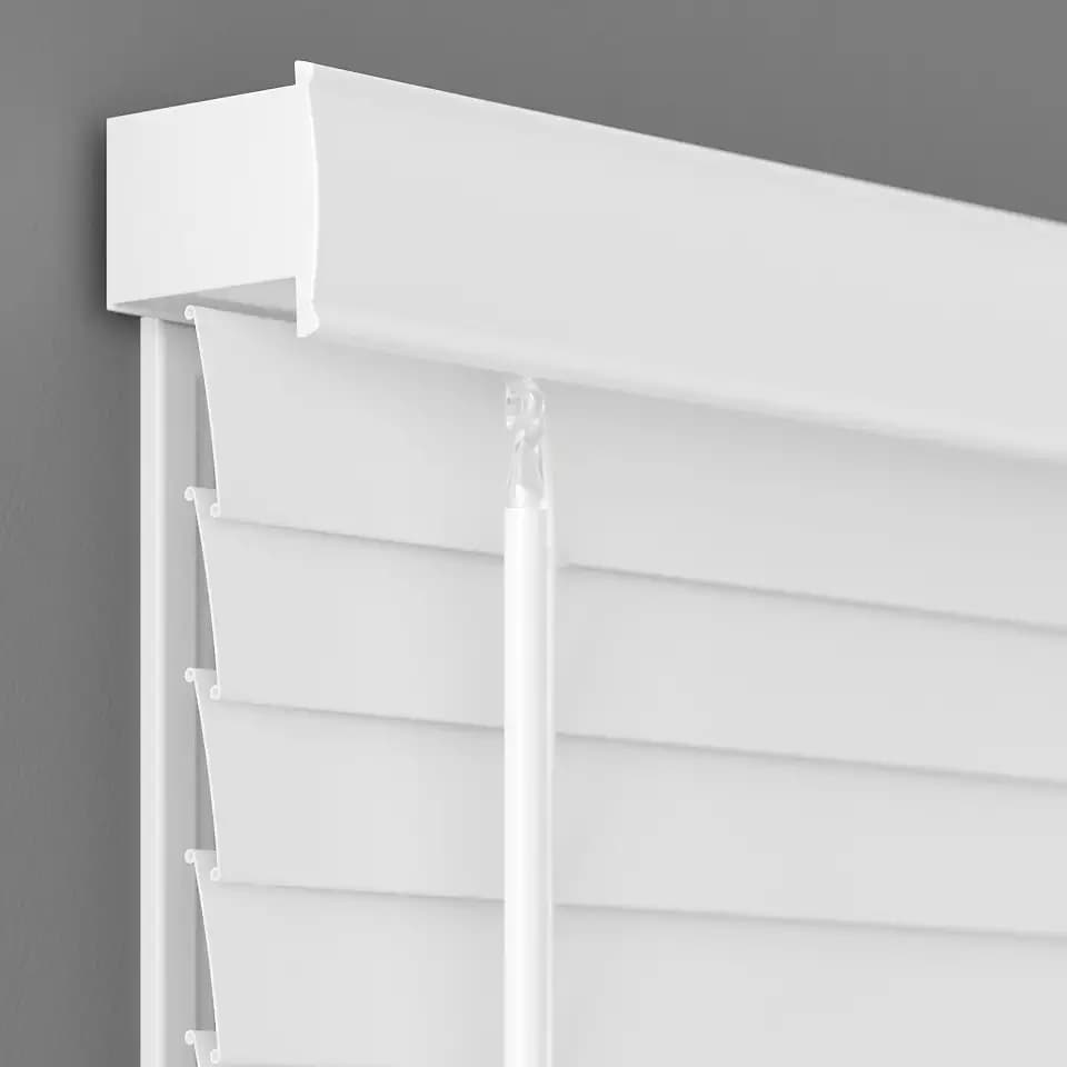 Lumino 2" Flat Slat Faux Wood Blinds, 34" W x 60" L White