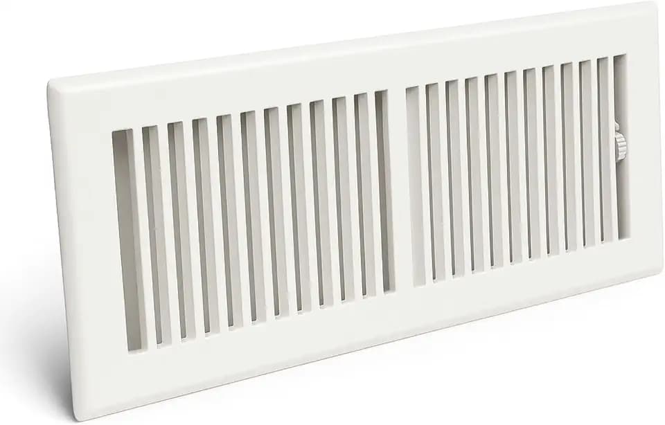 6" x 14" White Floor Register 2 Way – Stamped Face Steel Vent Cover, HVAC Floor Grille for AC Heat, Fits 6x14 Duct Opening, Heavy Duty Metal Register