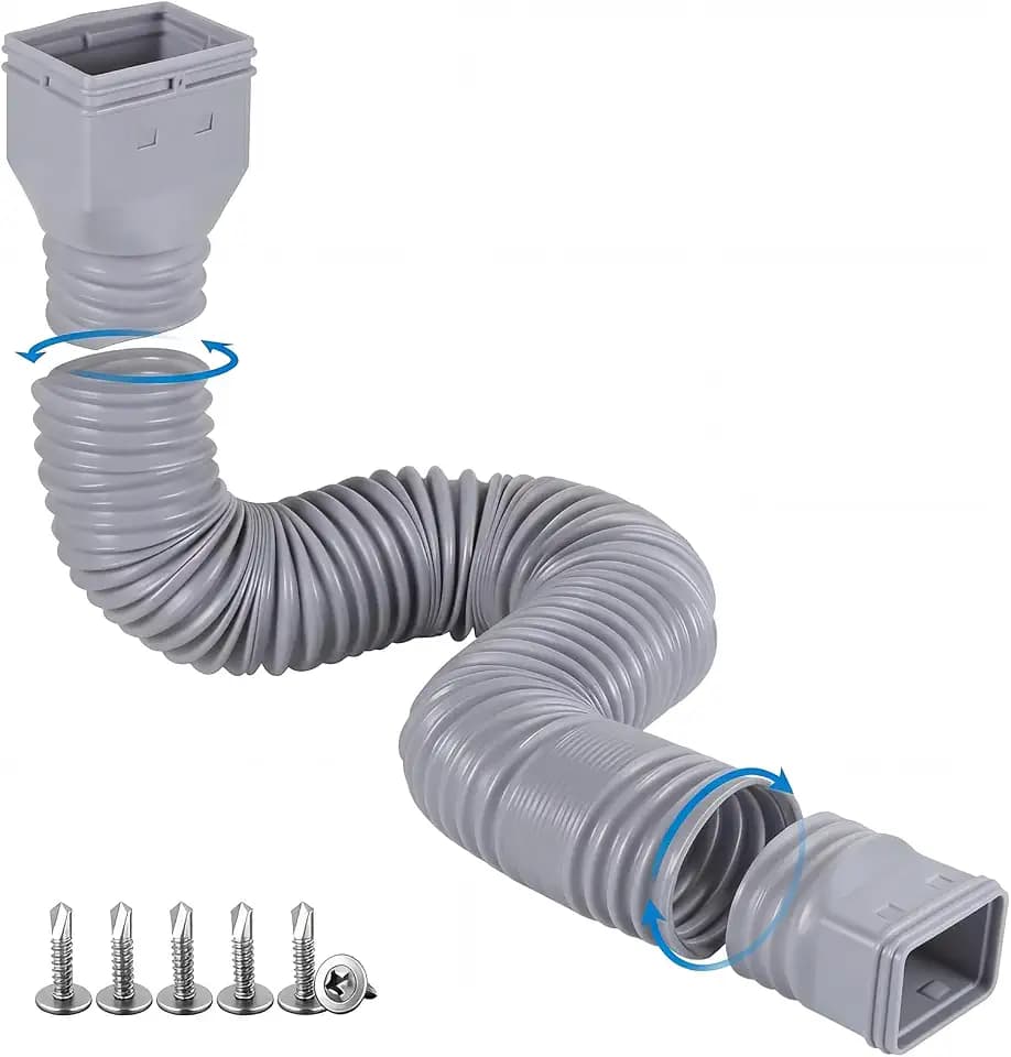 plusgutter Rain Gutter Downspout Extensions Flexible, Drain Downspout Extender,Down Spout Drain Extender, Gutter Connector Rainwater Drainage,Extendable from 21 to 68 Inches (1Pack, Gray)