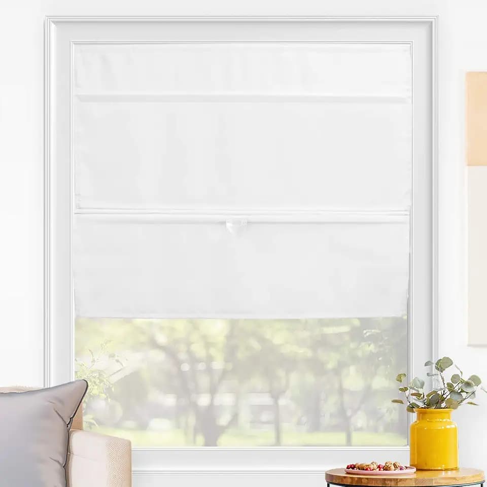 CHICOLOGY Roman Shades for Windows, Window Shades for Home, Roman Shades, Window Treatments, Room Darkening Shades, Roman Window Shades, 39" W X 64" H, Runway White (Light Filtering)