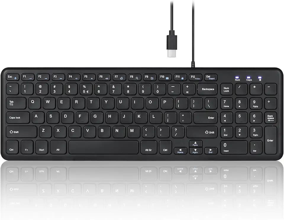 Perixx PERIBOARD-213U Kabellose Kompakte Tastatur, Leise Scherentasten, Mediensteuerung, US Layout, Schwarz
