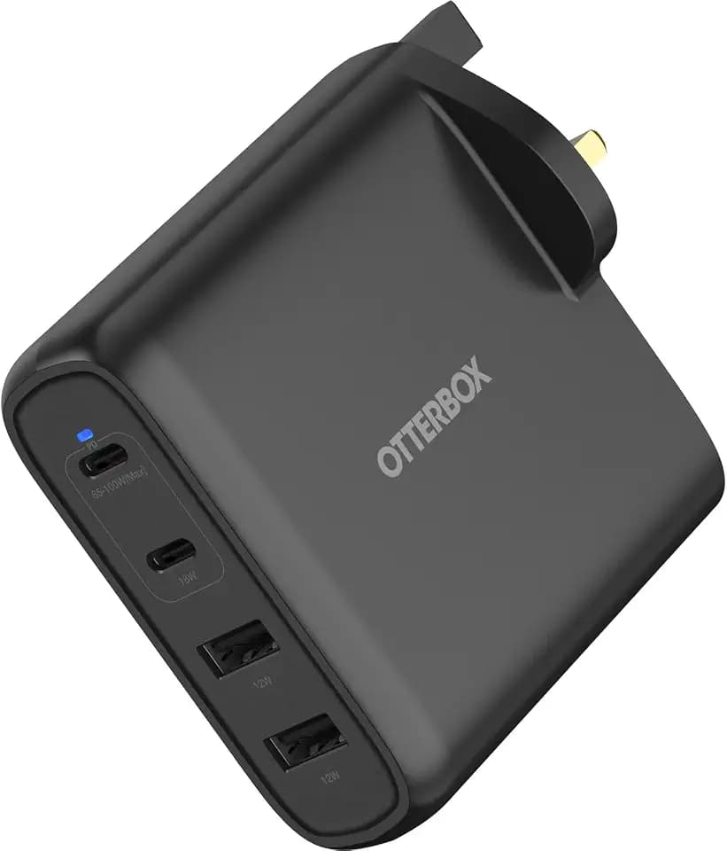 OtterBox Standard UK 100W USB-C PD GaN 4 Port Ladegerät, Schwarz
