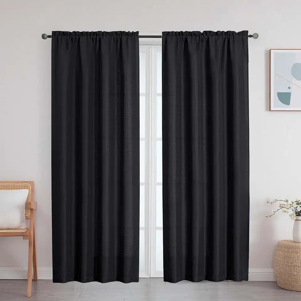 Black Light Filtering Curtains 72 Inch Long 2 Panels for Bedroom