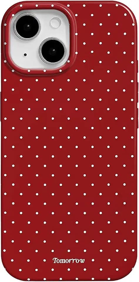 Reownest Handyhülle für iPhone 13/iPhone 14 Polka Dot Hülle, Cute Mode Wellenpunkt Muster Aesthetic Design Case für Frauen Mädchen, Weiche TPU Cover Ultra Dünne Silikon Stoßfest Schutzhülle-Rot