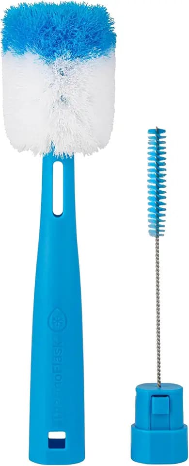 ThermoFlask 2-in-1 Bottle Cleaning Brush - Durable Bottle Accessory - Long Handle - Includes Straw Brush - Lightweight with Easy-Grip Handle - Blue