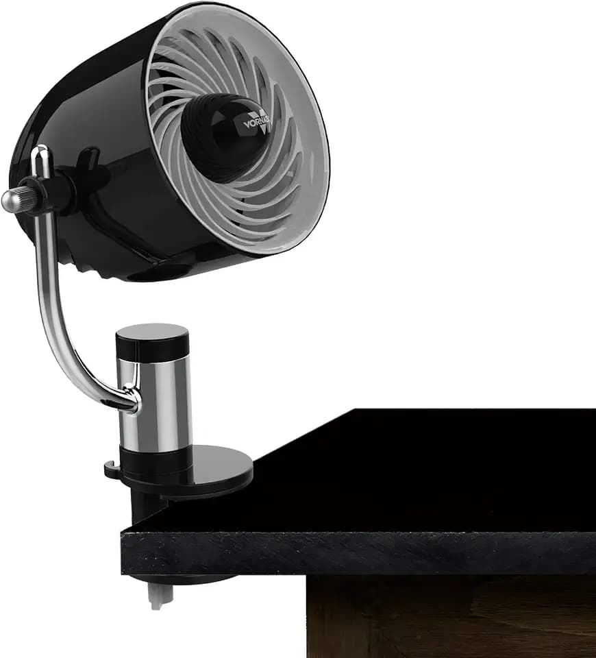 Vornado Pivot Clip Personal Air Circulator, 3-Speed, Portable Desk Fan with Multi-Surface Clip, 360-Degree Adjustable Axis, 9 in Tall, 4 in Diameter, Whisper Quiet, Black