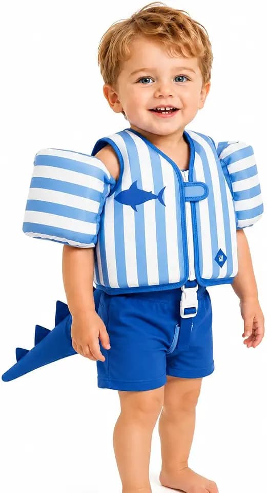 Khen Toddler Swim Vest, Floating Jackets with Sleeves, Child Animal Design Cute Life Vest, Floaties Jacket & Water Wings Boys & Girls Durable & Adjustable - Secure & Comfortable Kids Fun Puddle Jumper
