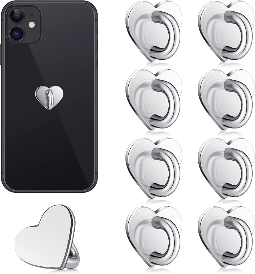 Moxweyeni 8 Pcs Heart Phone Charm Hook,Silver