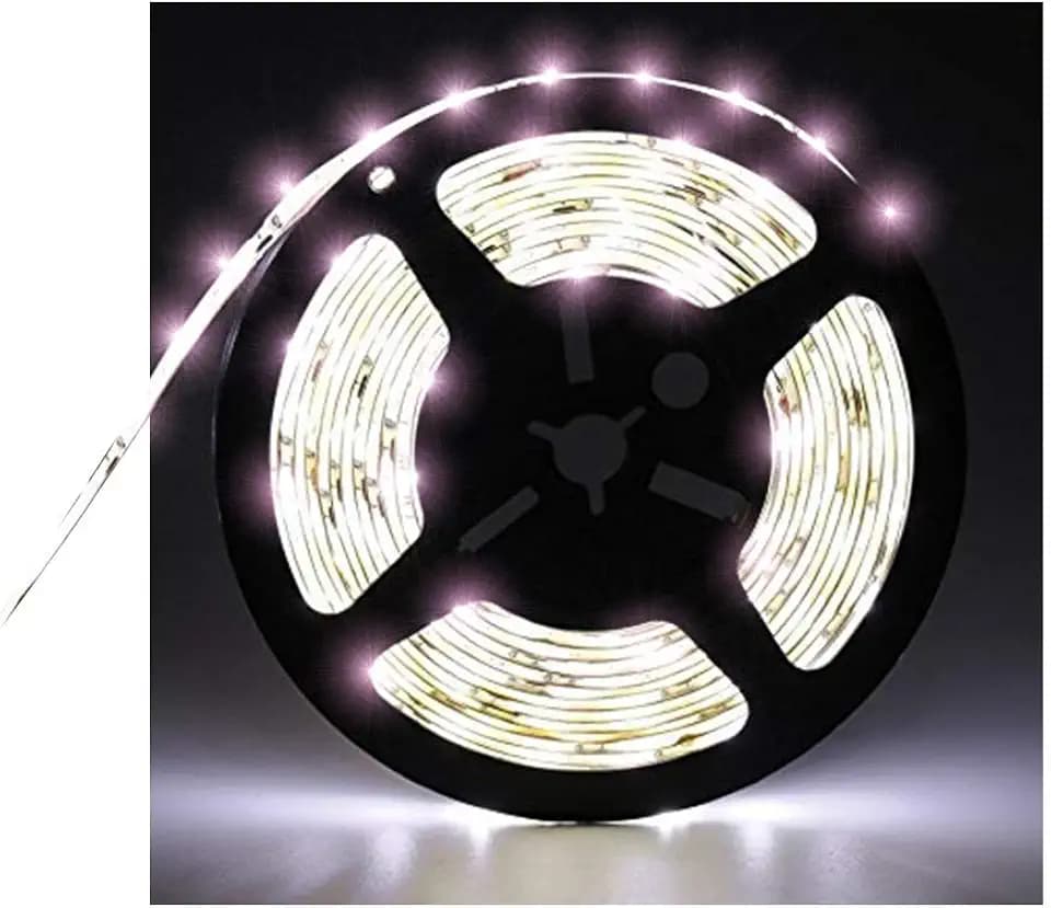 Water-Resistance IP65, 12V Waterproof Flexible LED Strip Light, 16.4ft/5m Cuttable LED Light Strips, 300 Units 3528 LEDs Lighting String, LED Tape(White) Power Adapter not Included