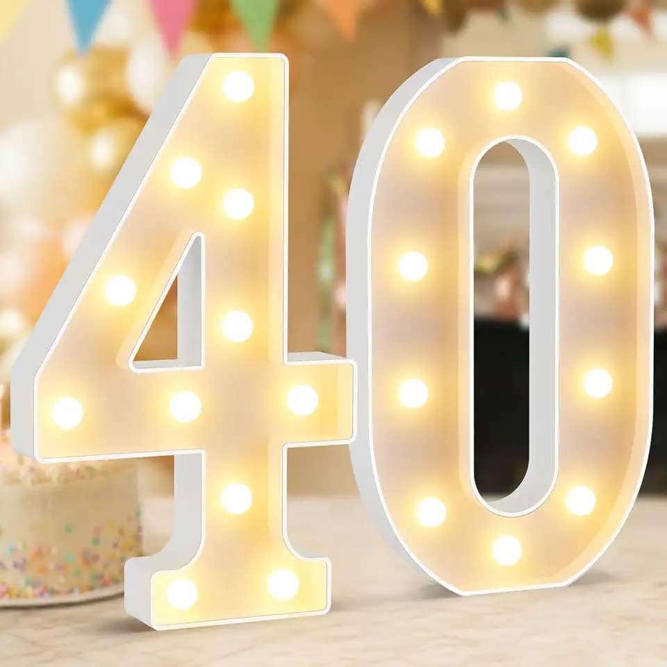 40th Birthday Decorations, Large 12.6 Inch Light Up Marquee Number 40