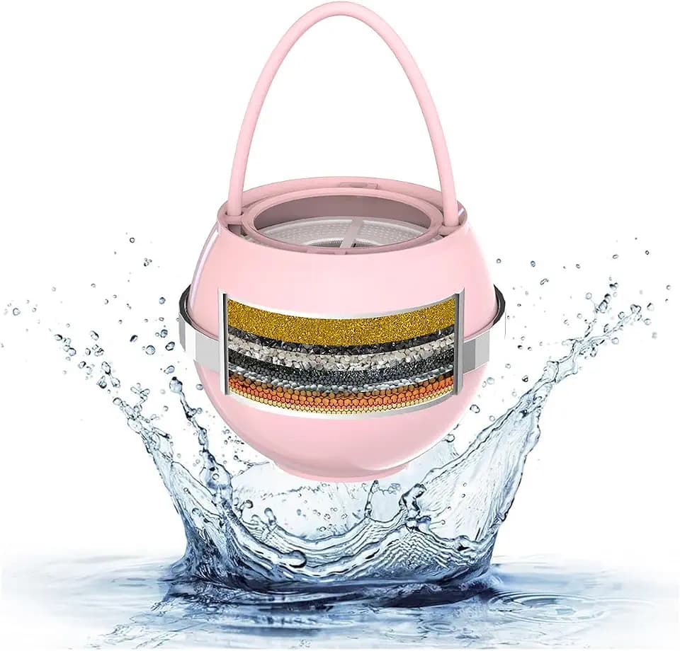 SHLLKTTRY Bath Water Filter for Tub Faucet with Overflow,Filtration,Remove Contaminants,Chlorine,Fluoride,Hard Water Softener,Enhances Health of Skin,Hair,Nails,Relieve Eczema,3,000 Gallons,Pink