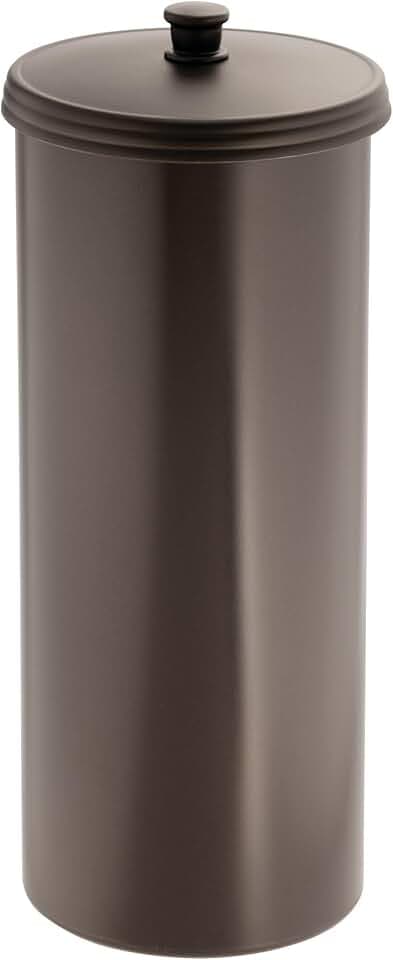 iDesign Freestanding Bathroom Toilet Paper Storage Holder with Lid Bronze