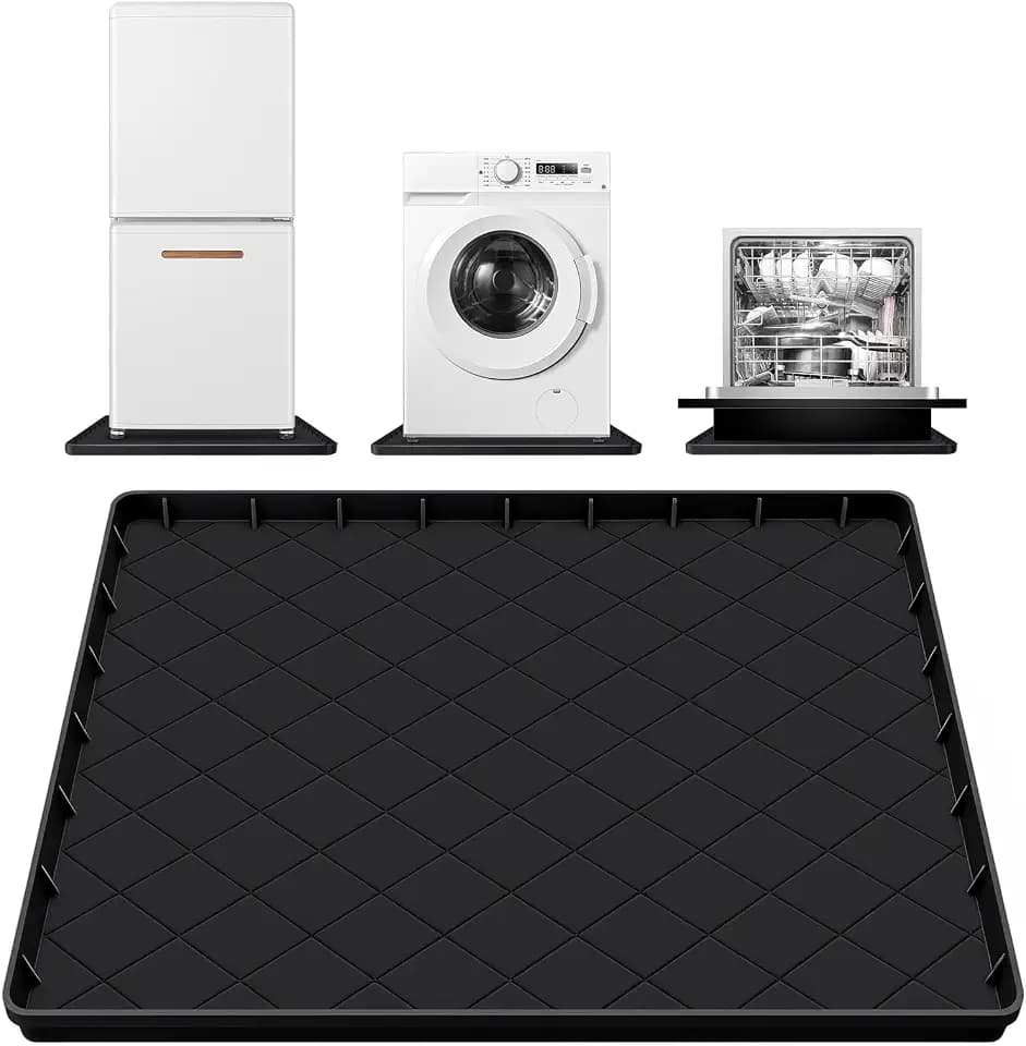 Large Thickened Washing Machine Mat 32" x 30" Silicone Black