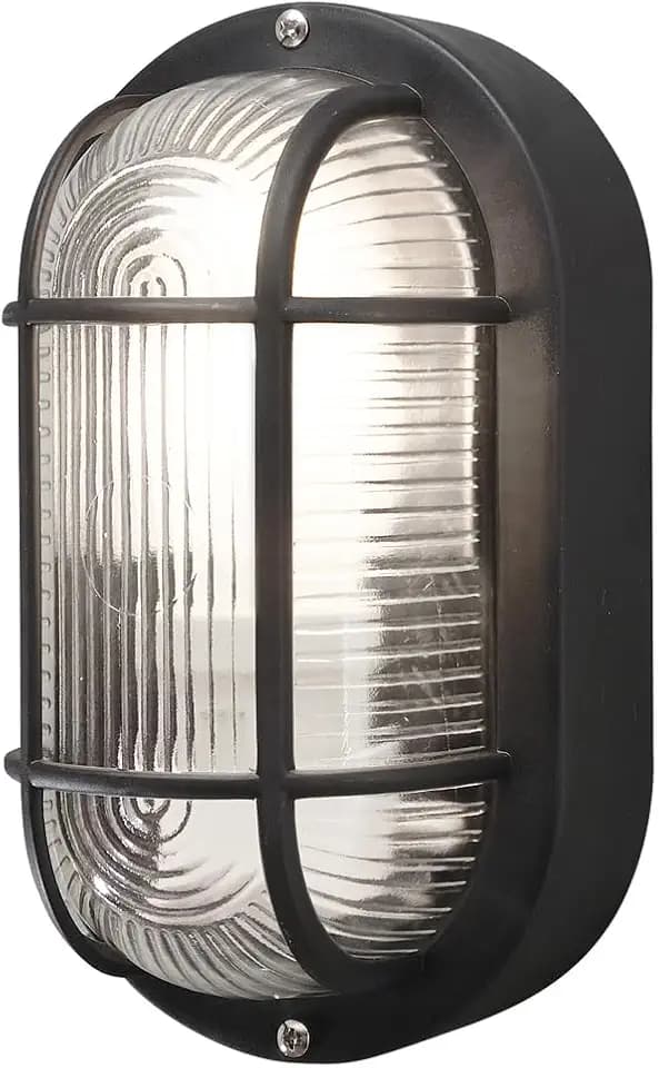 Konstsmide Elmas Wandleuchte B: 12 cm T: 10.5 cm H: 20 cm, 1 x 40 W Kunststoff/Plastik, klares Glas, schwarz 7650-750