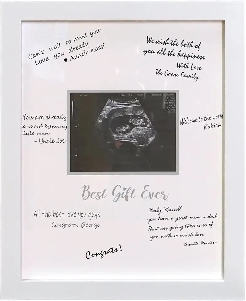 Sonogram Signature Frame Guest Book, Ultrasound Picture Keepsake Frame, Baby Shower Guest Book Alternatives, Gift for Expecting Moms, White