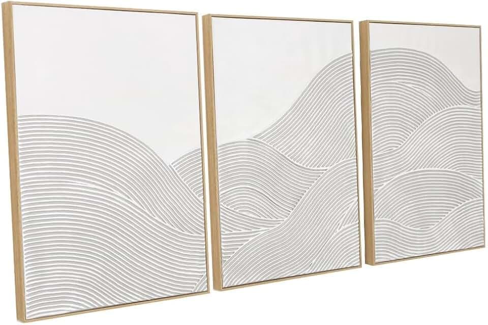 Zessonic Neutral Abstract Textured Boho Hand-Painted Wall Art, 20"x28"x3