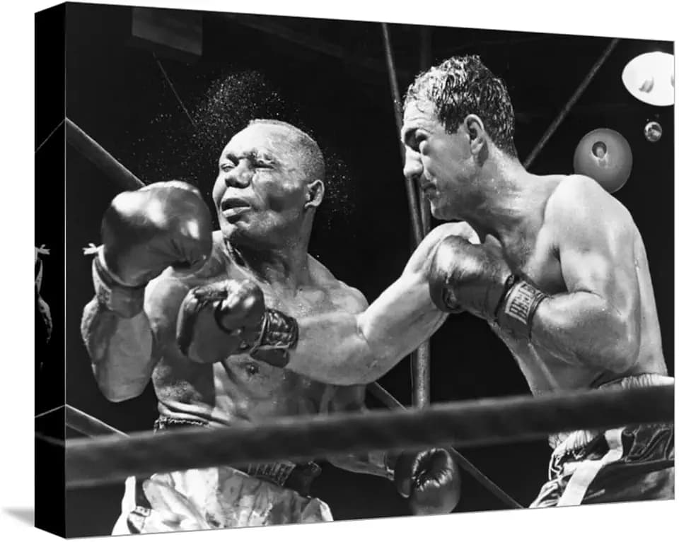 ART.COM Stretched Canvas Print Rocky Marciano Landing a Punch on Jersey Joe Walcott, Sept. 23, 1952, 16" x 12"