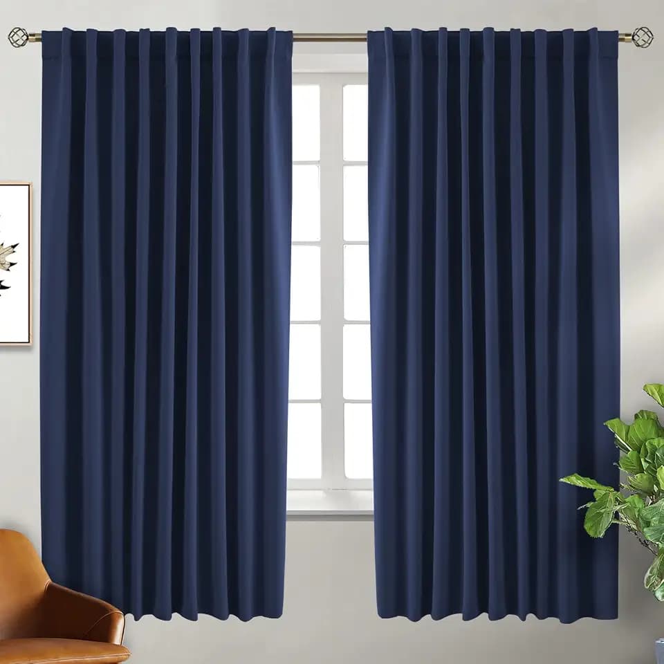 BGment Blackout Curtains 63 inch Length for Bedroom, 2 Panels, Navy Blue