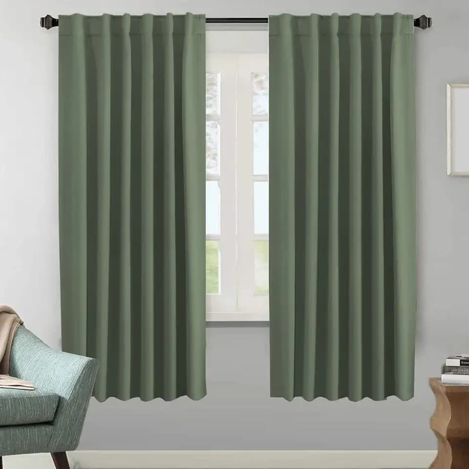 H.VERSAILTEX Blackout Curtains Thermal Insulated Window Treatment Panels Room Darkening Blackout Drapes for Living Room Back Tab/Rod Pocket Bedroom Draperies (2 Panels, Bronze Green, 52 x 72 Inch)