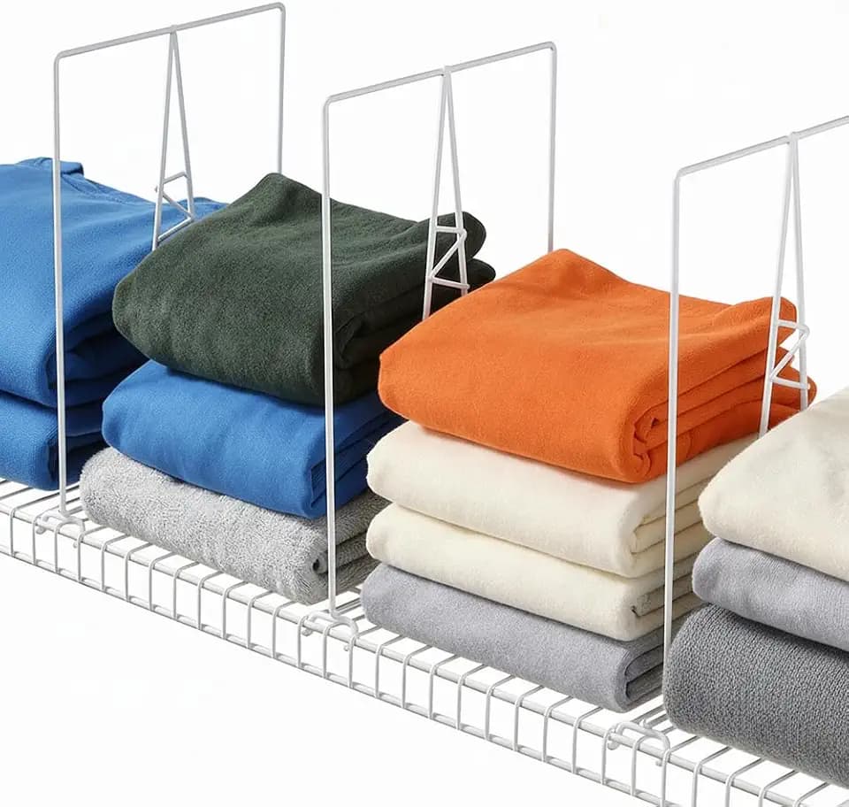 Wire Shelf Dividers, White, 12" Deep, 16" Height, 4 Pack
