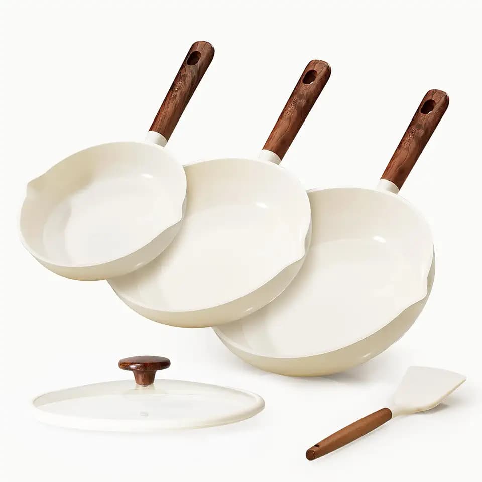 CAROTE Nonstick Frying Pans Skillets, 5 PCS Ceramic Coating Pans Set