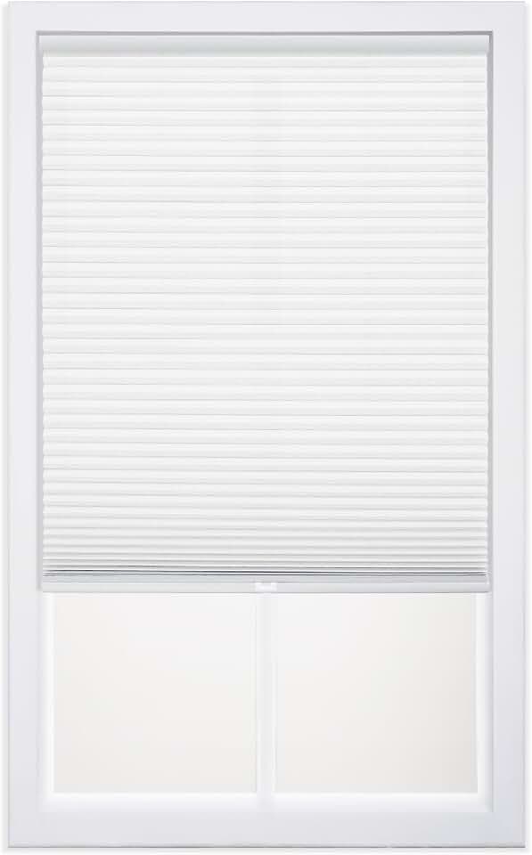 DEZ FURNISHINGS Cordless 1" Light Filtering Cellular Shade, 26"W x 64"H, White