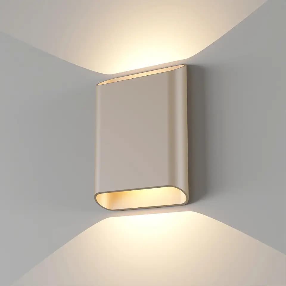 Aluminum Wall Sconces 15.5W LED Waterproof Wall Lights, IP65 Outdoor Porch Lamp Up and Down Dimmable Modern Wall Lamps for Bedroom Living Room Garage Yard 3000K… (Champagne)