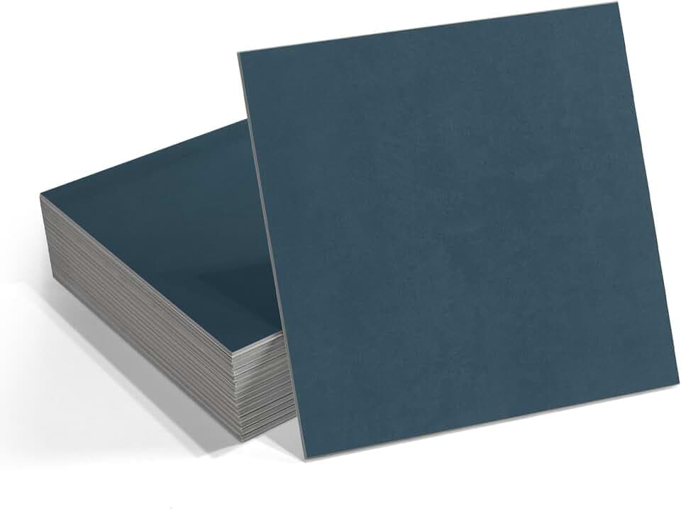 16-Pack Peel and Stick Floor and Wall Tile for Kitchen Bathroom, 9" x 9" Stone Composite Self Adhesive Vinyl Flooring Blue Cement Looks Waterproof Backsplash Tile, Covers 9.12 Sq Ft.