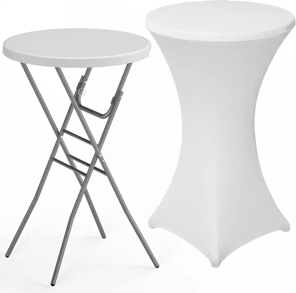 28" Round Folding Table with Cover, Foldable Cocktail Table with Handle