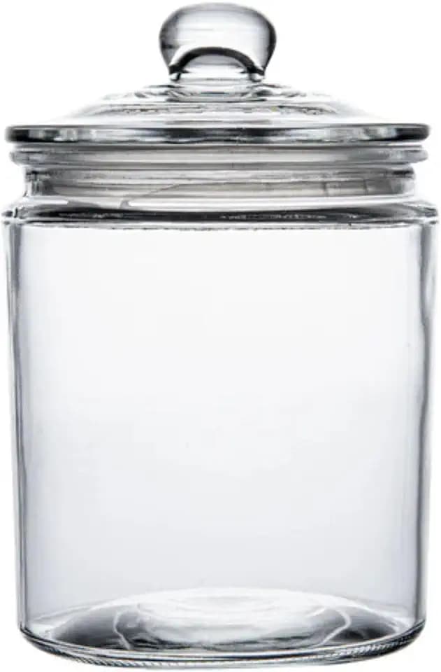 Restaurantware Glass Storage Container - 1 Case - 0.53 Gallon Airtight Apothecary Canister - Glass Pantry Jar with Knob - Durable Clear Kitchen Storage Jar for Cookies, Sugar, Flour