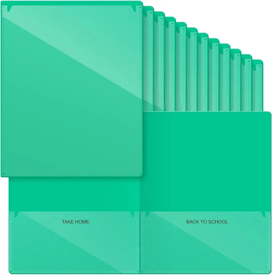 Henoyso 24 Pcs Folders with Pocket School to Home Folder,Green