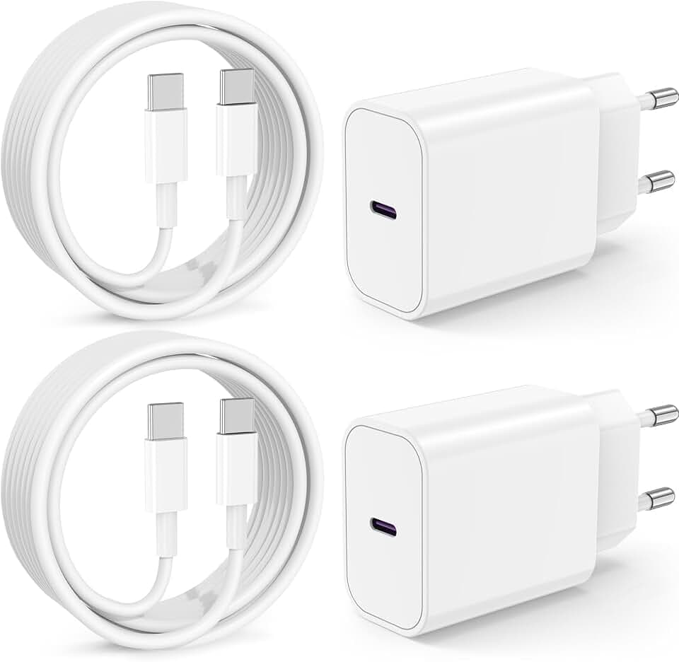USB C Ladegerät Ladekabel für iPhone 17 17e 16 16e 15 Pro Max/Plus,20W USBC Schnellladegerät Power Adapter mit Schnellladekabel 2M+2M für iPad Pro/Air/10.Generation/Samsung and more