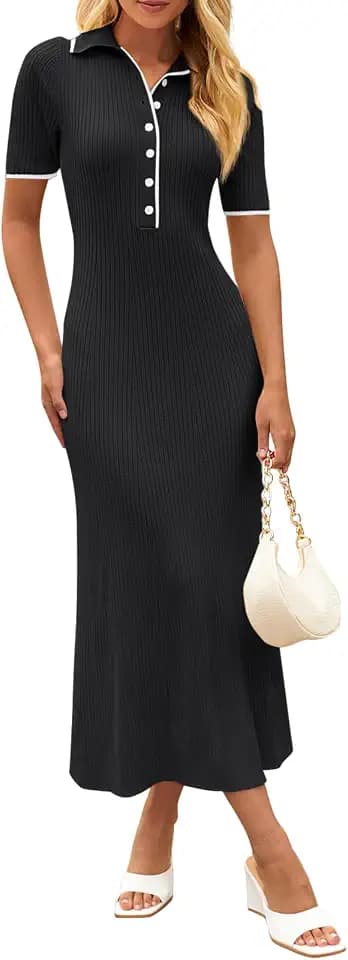MEROKEETY Womens Summer Business Work Maxi Bodycon Sweater Dress 2026