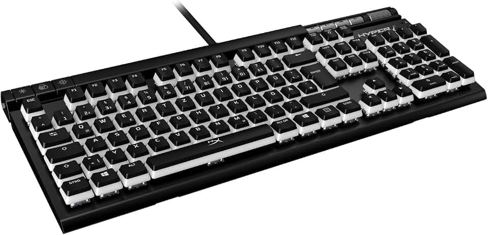 HyperX Pudding Keycaps, Zweischichtiges Design, RGB-Beleuchtung, QWERTZ deutsches Layout, kompatibel mit HyperX und mechanischen Gaming-Tastaturen, inkl. Keycap-Abzieher, Schwarz-Weiß