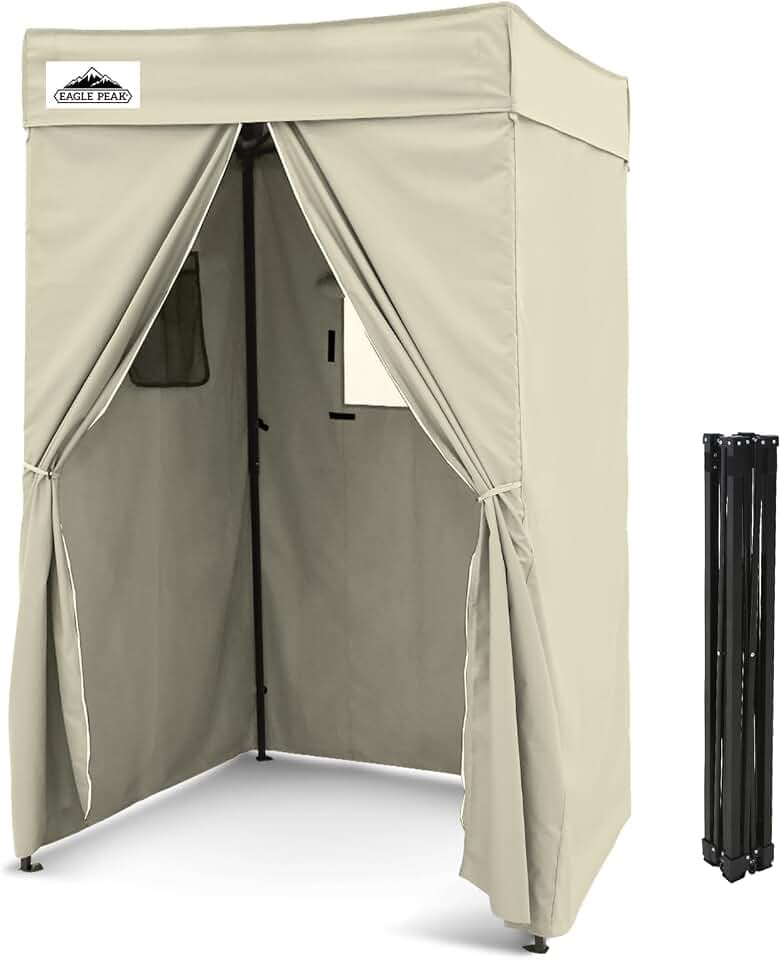EAGLE PEAK 4x4 Pop Up Changing Tent, Flat Top Changing Room, Cream