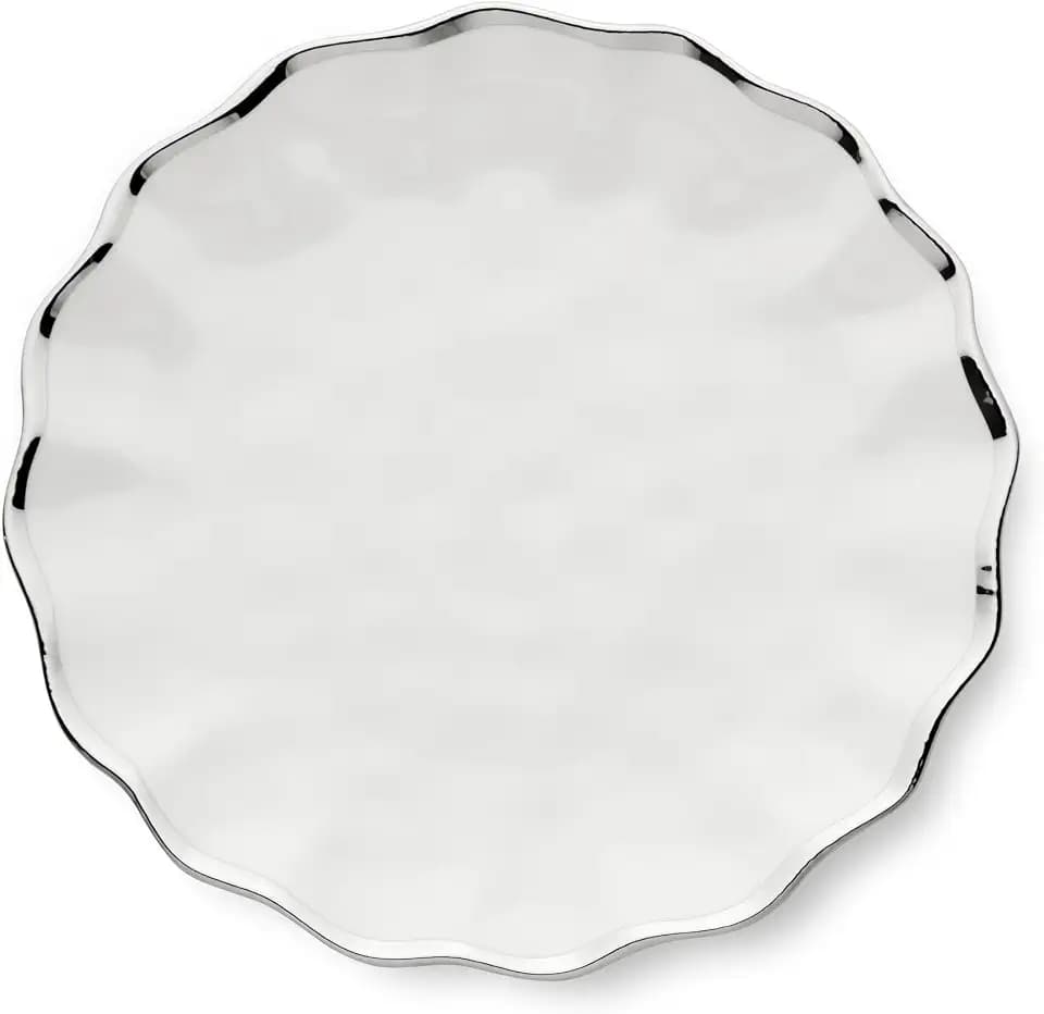 Regency Silver 11-Inch Porcelain Dinner Plates – Set of 4 Luxury Silver-Rimmed Dishes – Durable, Dishwasher-Safe Fine Tableware for Formal Dining, Holiday Gatherings & Everyday Kitchen Essentials