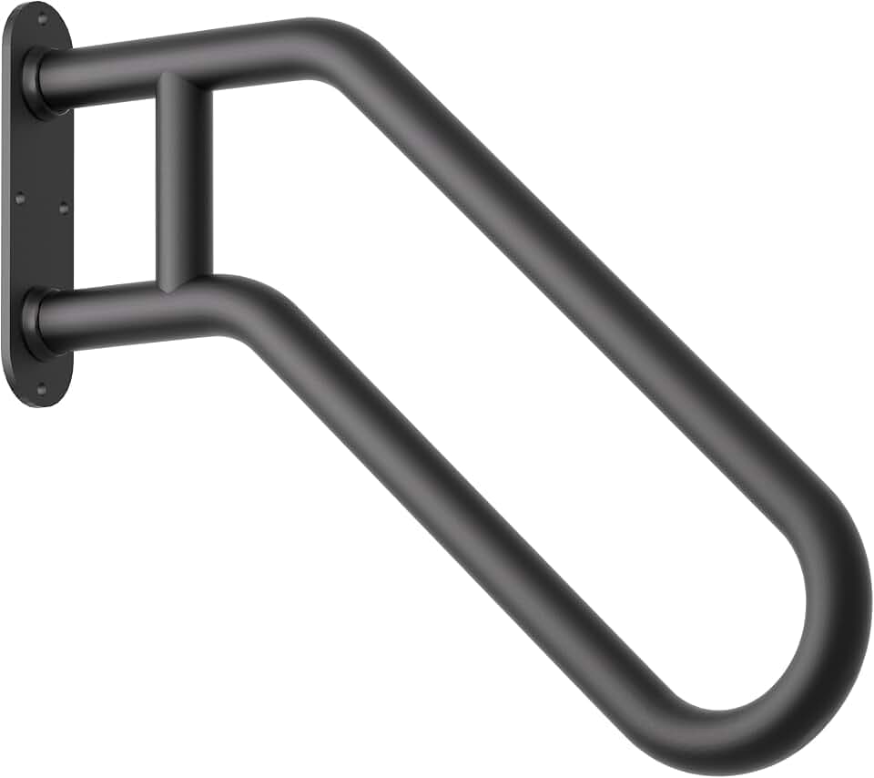 Hand Rails for Outdoor Steps, Exterior Steps Handrails, Wrought Iron Heavy-Duty Stair Railing, 26" U-Shaped Rail for Garage, Porch, Deck, and Garden (Upgrade)
