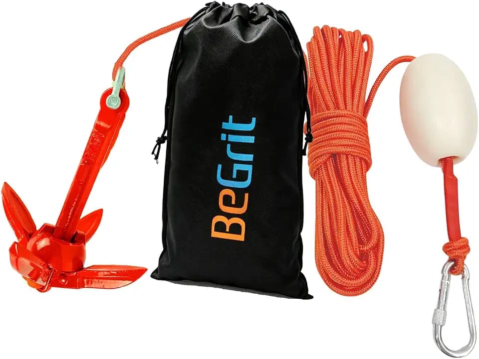 BeGrit Small Kayak Anchor w/Rope, Folding Marine Anchor for Paddle Board